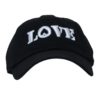 A black hat with the word love on it.