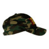 A camouflage hat with a cross on it.