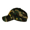 A camouflage hat with the words " support our troops ".