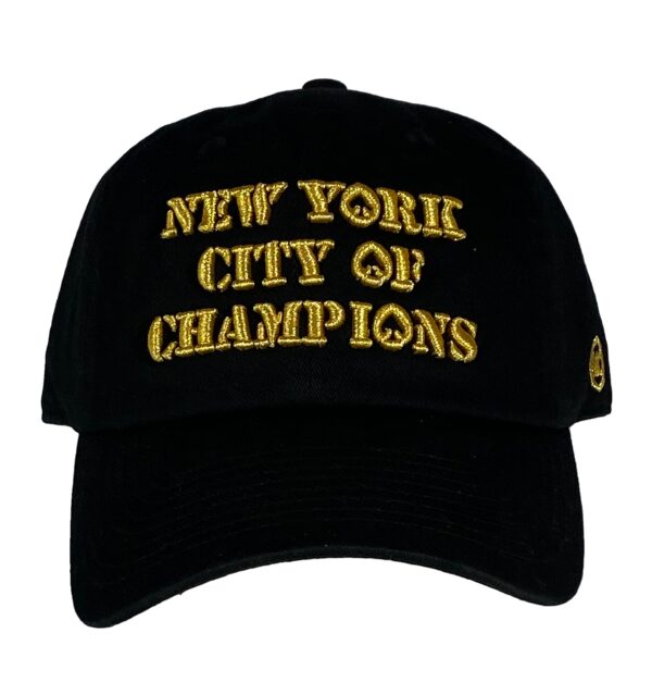 A black hat with the words new york city of champions on it.