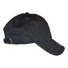 A black hat with a white logo on it