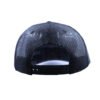 A black hat with a white and red logo on it
