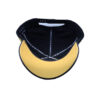 A black and yellow hat is on the ground