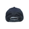 A black hat with a white and blue logo on it.