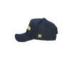 A black hat with a yellow logo on it