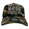 A camo hat with the words " goat removal usa ".