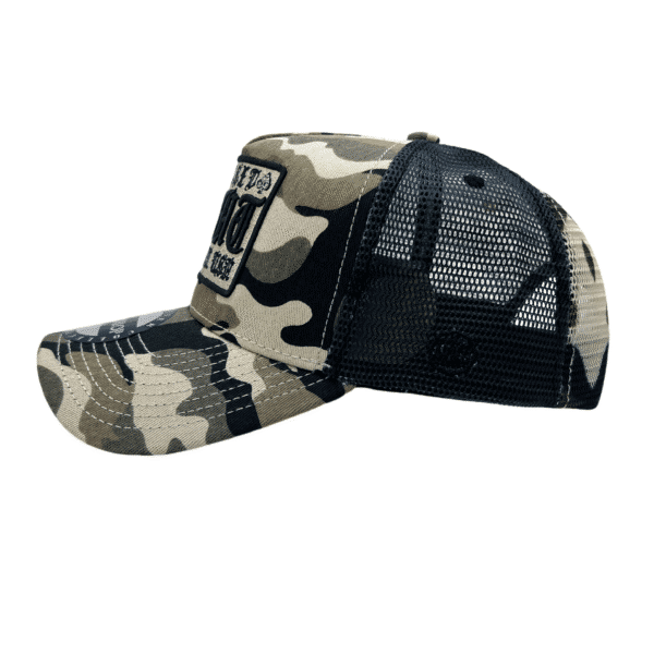 A hat that is on top of a baseball cap.