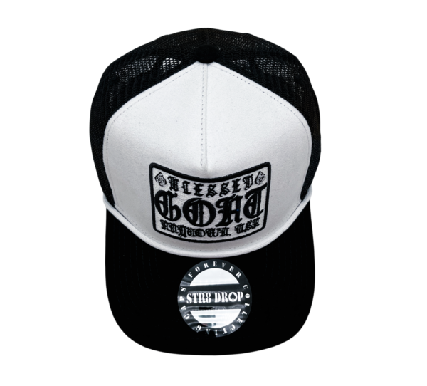 A black and white hat with the words " reckless bold " on it.