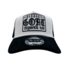 A black and white hat with the words blessed are those who die.
