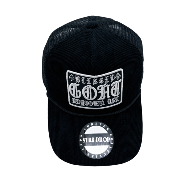A black hat with a patch on it