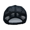 A black hat with a white logo on it