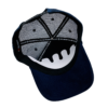 A baseball cap with the bottom of it