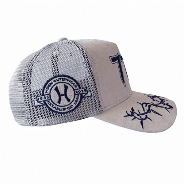 A baseball cap with the name of the team.